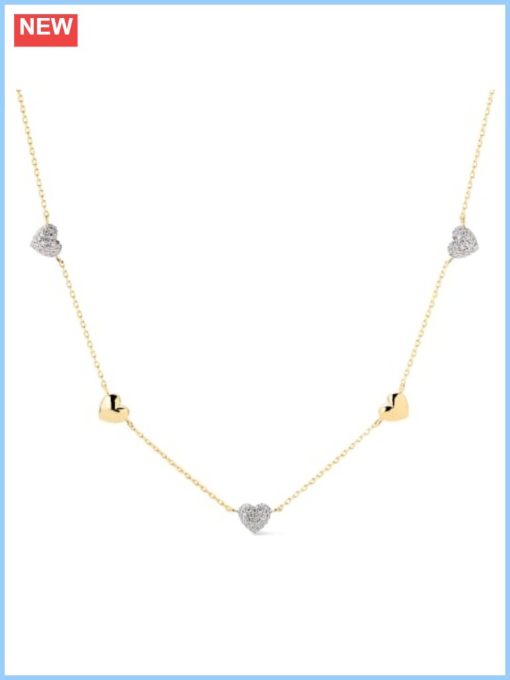 14K Gold Plated Heart Chain Necklace Dainty Layering Jewelry